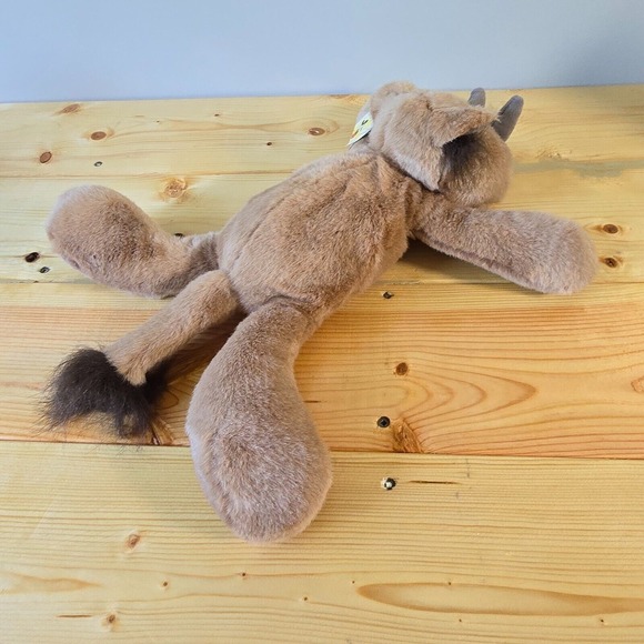 Disney Animal Kingdom Rhino Plush Brown Stuffed Animal Laying Flat Toy - Picture 4 of 10